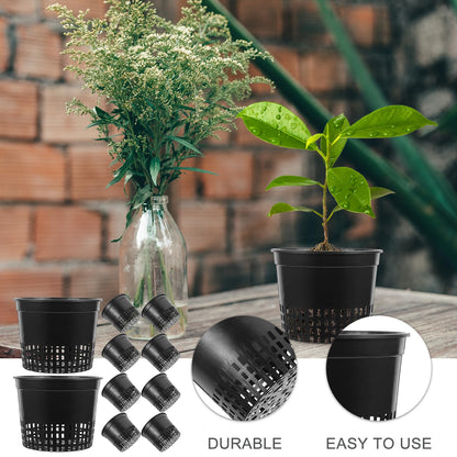 10PCS 3 Inch Hydroponic Net Pots - Black Plastic Planting Baskets for Soilless Culture, Ideal for Home, Garden, and Balcony Use