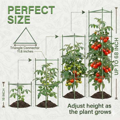K-Brands Tomato Cage - Tomatoes Plant Stakes Support Cages Trellis for Garden and Pots (3 Pack - Extra Tall Upto 68 inches)
