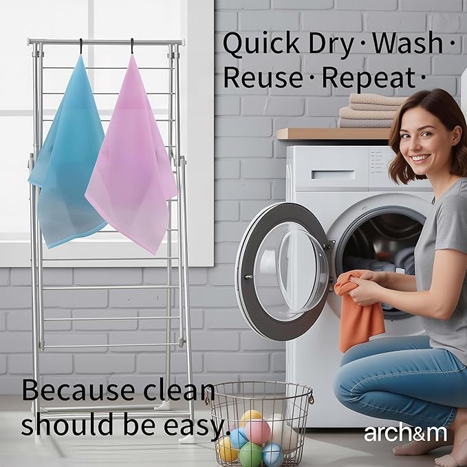 ARCH&M Exfoliating Shower Towel & Body Scrubber, Peach Purple Pink, 3 Pack | Japanese Washcloth, Hygienic, Nylon, Daily Use, Smoother Skin, Deep Exfoliation, 35-Inch, Quick-Dry, Durable Machine Washable