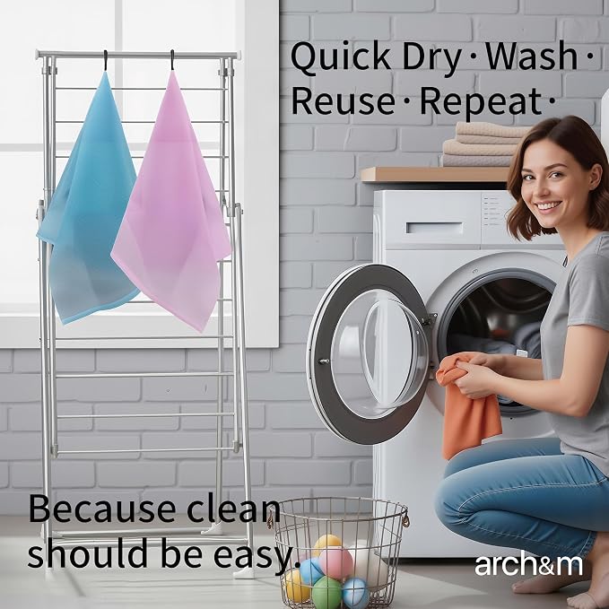 ARCH&M Exfoliating Towel 3-Pack, Nylon, Brown Purple Navy-Blue | Exfoliating Washcloth, 35-Inch, Japanese Washcloth, Deep Exfoliation, Daily Use, Glowing Silky-Smooth Skin