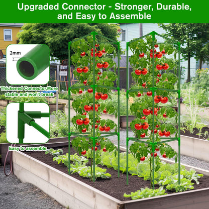 Tetutor Tomato Cages for Garden, 3 Pack Tomato Cage Trellis, Garden Cage Heavy Duty Tomato Stake Support, Garden Stakes Plant Cage for Pots Plants Vegetables