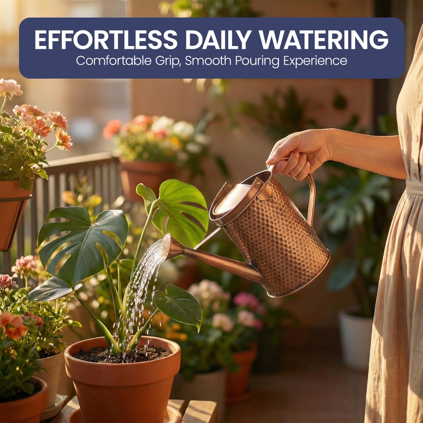 Gardenised 1 Gallon Galvanized Metal Watering Can with Removable Long Spout & Sprinkler Head for Indoor & Outdoor Use Ideal for Garden Flowers Potted Plants Houseplants Modern Home Accessories, Brown