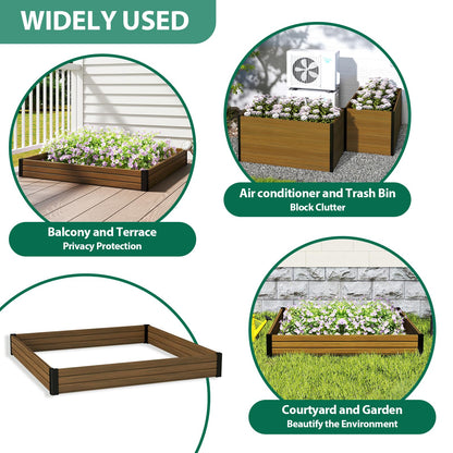 treslam Elevated Wooden Raised Garden Planter Outdoor Flower & Vegetable Box for Patio, Backyard, or Garden - Durable, Weather-Resistant Design - 47.2" x 47.2" x 6.3" (Brown)