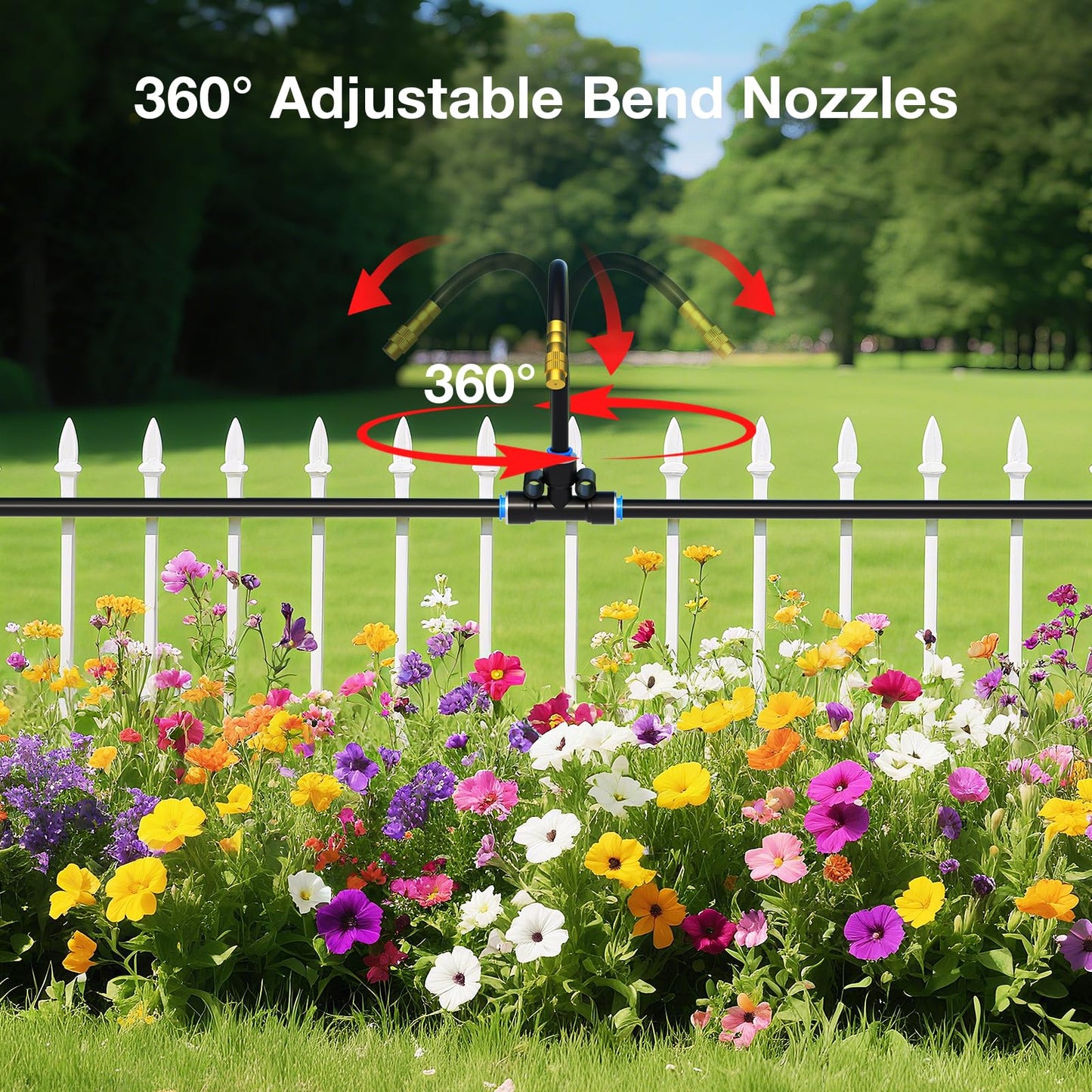 MIXC 200Ft 1/4" Drip Irrigation System,2026-Upgrade Garden Irrigation Kit with 32pcs Adjustable Copper Nozzles, Atomizing Watering System for Outdoor Plants,Raised Bed,Yard,Potted Plant,Lawn