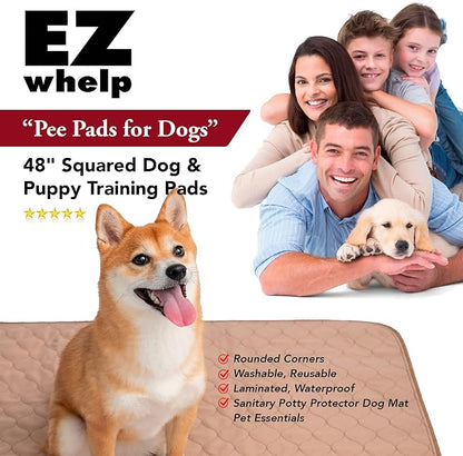 EZwhelp Reusable Dog Pee Pads - Waterproof Training Pads for Dogs, Washable & Sanitary, Rounded Corners, Laminated, Lightweight, and Durable,Pet Essentials for Puppy Training and Whelping - 17" x 20"