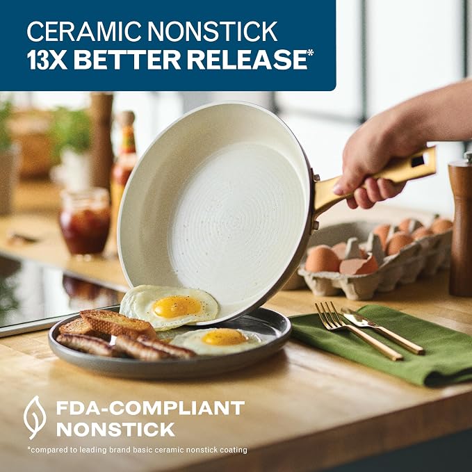 Farberware Forged Induction Ceramic Nonstick Cookware Set, 12-Piece, Taupe Pots & Pans
