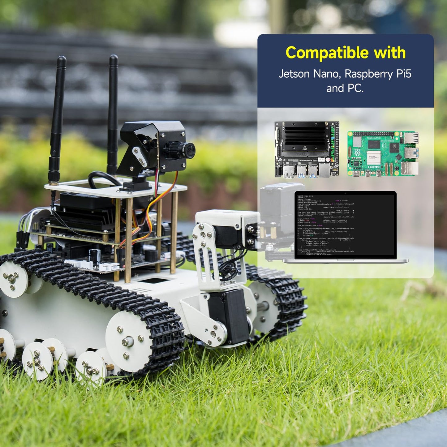 Yahboom Tank Chassis Roboict Kit AI Camera DIY Programmable Project ROS Starter for Jetson Nano Recognition|Tracking|OpenCV|MediaPipe Teens Adults (Transbot-SE with Nano)