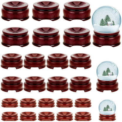 Taiyin 24 Pcs Sphere Stands for Display Crystal, Crystal Holder Wood Egg Ball Stand Stone Rock Display for Home Decor Gemstone (1.2/ 1.4/ 1.6 Inch,Cute Style)