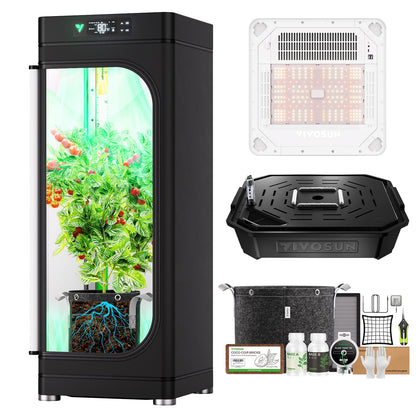 VGrow All-in-One Smart Grow Box, Professional System with Samsung LM301H EVO Grow Light, Advanced Circulation & Ventilation System, Irrigation, Nutrient, Magnetic Window for Indoor Hydroponics