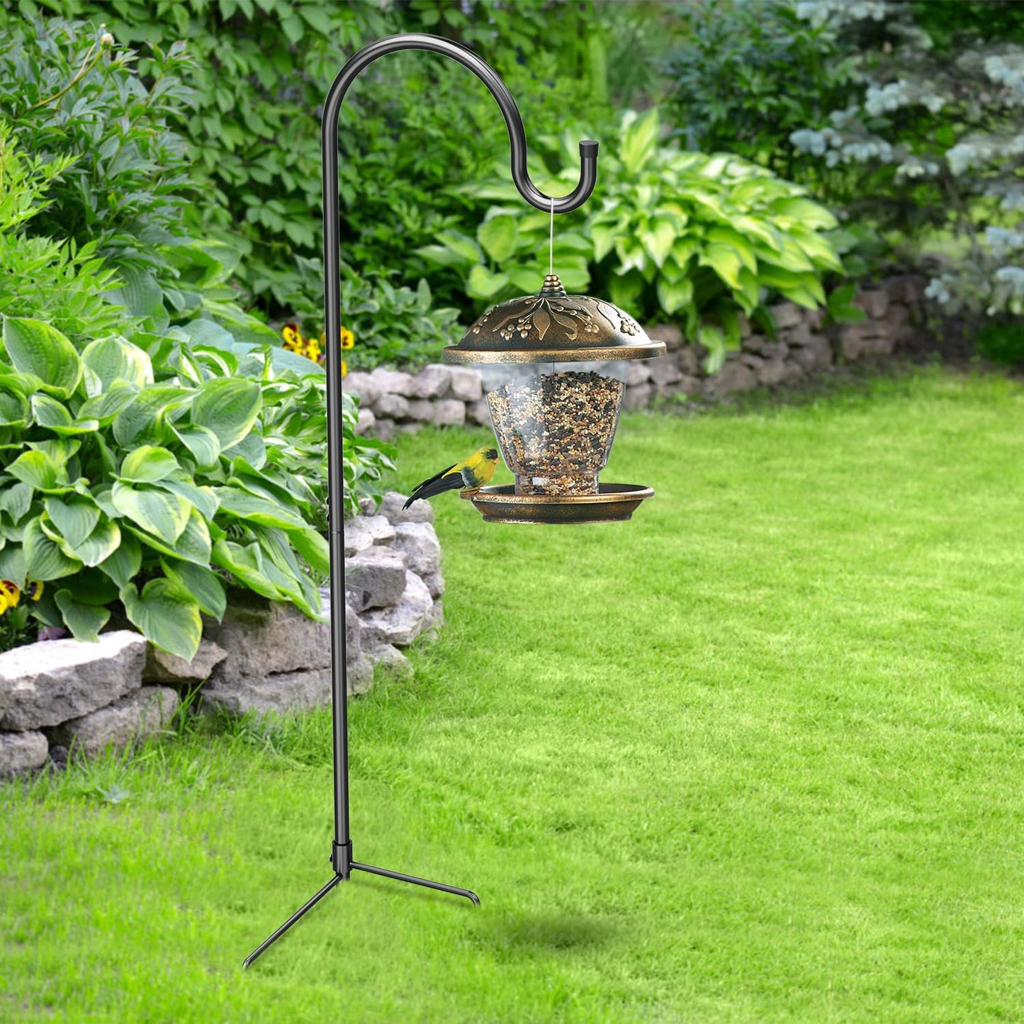 GOFORWILD Shepherd Hook 2 Pack Black, 33 inches Tall, Made of Premium Metal for Garden Decor, Plant Hanger, Lantern Hook, Solar Light Hanging, 7011