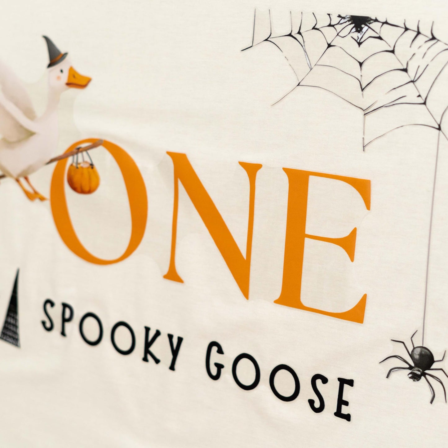 Capiont One Spooky Goose Decal - Halloween One Silly Goose Decor Sticker,Spooky Theme First Birthday Party Supplies,Spider Magic Goose Sign Balloon Arch Background Decorative Wall Decal (Goose Decal)