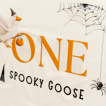 Capiont One Spooky Goose Decal - Halloween One Silly Goose Decor Sticker,Spooky Theme First Birthday Party Supplies,Spider Magic Goose Sign Balloon Arch Background Decorative Wall Decal (Goose Decal)
