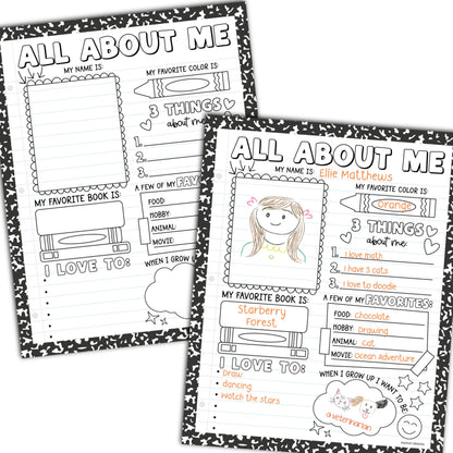 All About Me Posters for Classroom Must Haves - 20 Star Student Poster, 100 Days of School Items, Star of The Week Poster Elementary Classroom Decor, End of School Year Teacher Supplies