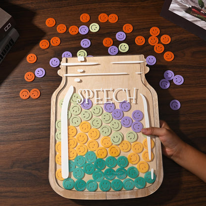 TINGKU 100 Tokens Smiley Face Classroom Reward System Magnetic Jar, Extra Large Class Reward Behavior Jar for Kids, Teacher Reward Incentive Jar for Classroom, Behavior Management Classroom Tools