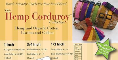 The Good Dog Company- Hemp Corduroy SIX FT Dog LEASHES Available in 9 Colors (Rust, Marigold, Bronze, Avocado, Blue, Plum, Pink, Red, Black) Sold in 1”, ¾”, ½” Widths (1/2 Inch Width, Pink)