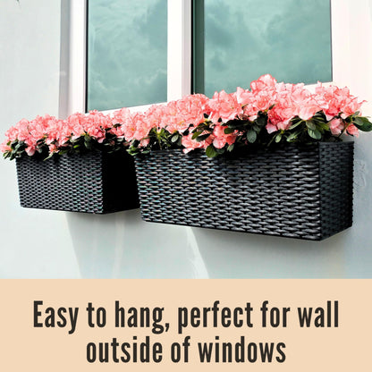 LaLaGreen Outdoor Wall Planters (20 Inch, 4 Pack) Wall Mounted Self Watering System Window Flower Boxes with Bracket, White Rectangular Plant Pot Container Indoor Modern Garden Herb Kitchen Home Decor