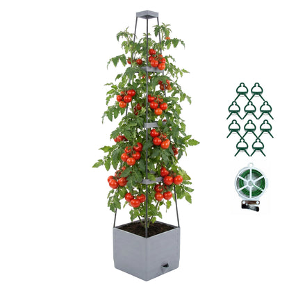 ENNUFO Tomato Planter with Trellis 57", Self Watering Raised Garden Bed with Trellis, Tomato Cages for Garden, Tomato Pots for Growing Tomatoes, Patio Vegetable Planters, Tomato Plant Support Cage