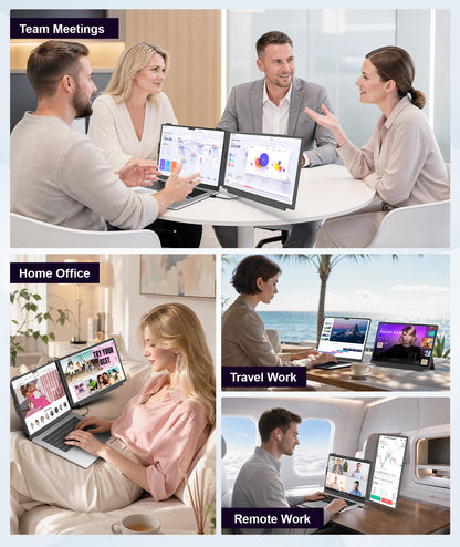 Orfibz 15.6" Laptop Screen Extender, 1080P FHD Detachable Laptop Monitor Extender, One Cable Plug & Play Portable Travel Monitor for 14"-17.3" Laptop Compatible with Wins/Mac/Chrome/Android