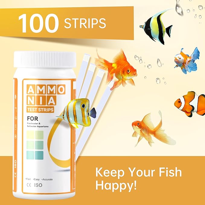 AAwipes Ammonia Test Strips for Fish Tank Aquarium Test Strips Aquarium Water Test Kit Freshwater Fish Tank (150)