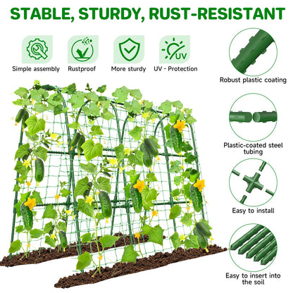 Cucumber Trellis for Raised Bed, U-Shape Garden Trellis for Climbing Plants Outdoor, Metal Arch Trellis for Vegetables, Plant Support for Tomato, Pea, Zucchini (47.2" L×30" W×47.2" H-Medium)