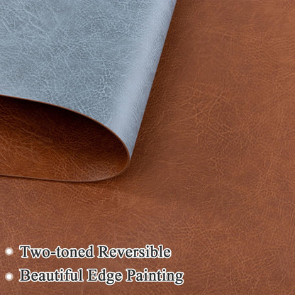 SHACOS Faux Cowhide Leather Placemats Set of 6, Wipeable Water Heat Resistant Place Mats, Stain Resistant Table Mats for Dining Table Kitchen Decor, Brown Blue