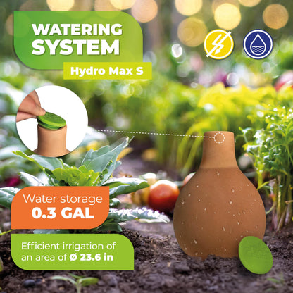 BioGreen Plant Self-Watering System Hydro MAX S | 0.3 gal | Irrigation Ø 23.6 in | Olla Made of Fired Clay | Environmentally Friendly | Terracotta Water Saver for Gardens, Vegetables & Raised Beds