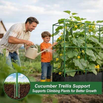 51x17x65Inch Tomato Cage with 46 Gallon Grows Bag, Squar Outdoor Indoor Greenhouse Cucumber Trellis, Garden Trellis with Plant Support Clips for Climbing Plants Squash, Vegetables, Pumpkin, Pea, Grape
