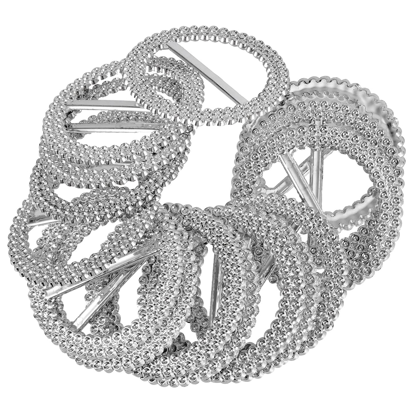 MUKLEI 200 PCS 2.36 Inches Acrylic Rhinestone Buckle, Silver Round Chair Sash Buckles, Chair Sash Ribbon Buckles Slider Elegant Band Ring, for Wedding, Party, Banquets, Craft