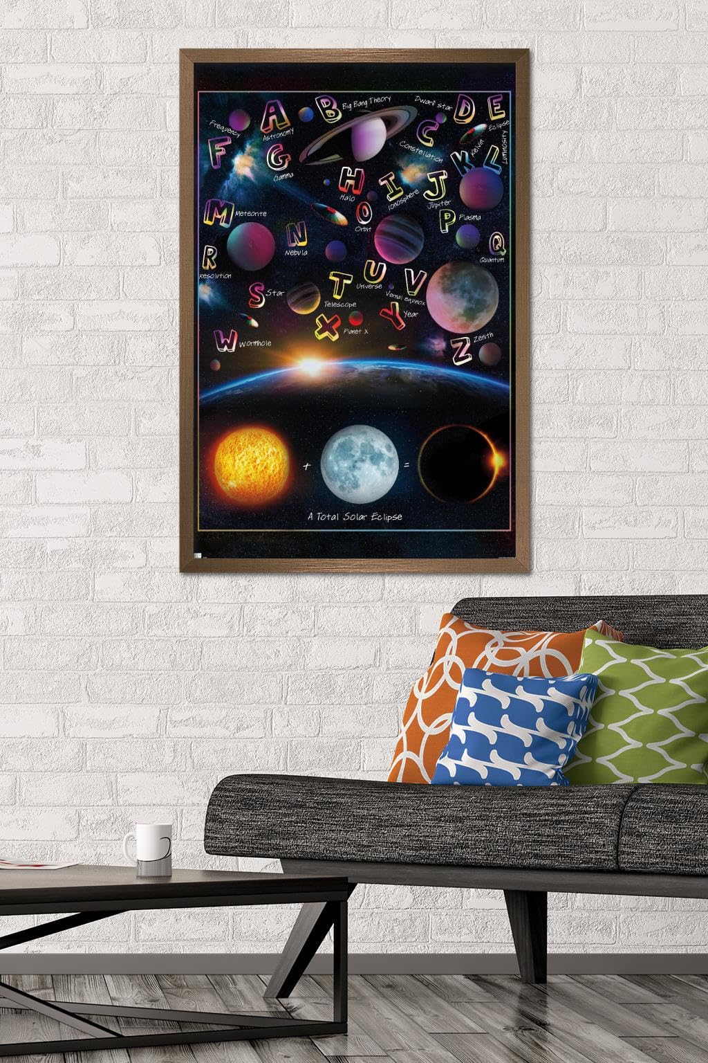 Trends International Ali Chris - The Solar System: Total Eclipse Letters Wall Poster, 34L x 22.4W, Bronze Framed Version