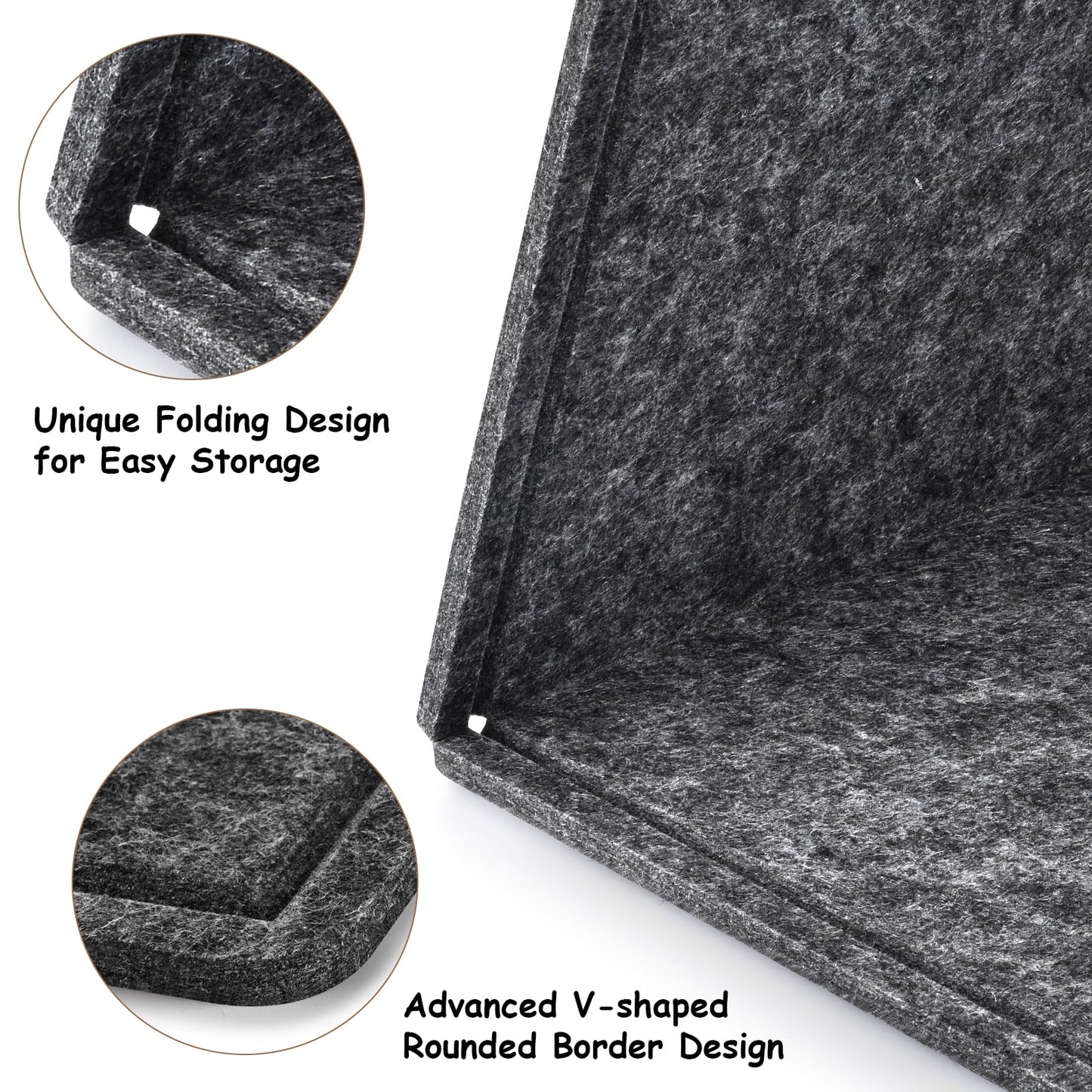 Large Bulletin Board, Foldable 60x36 Inches Cork Board Alternative, Large Felt Board Decorative Pin Board for Wall, Foldable Photo Board Self-Adhesive Vision Board with 36 Pushpins Dark Gray