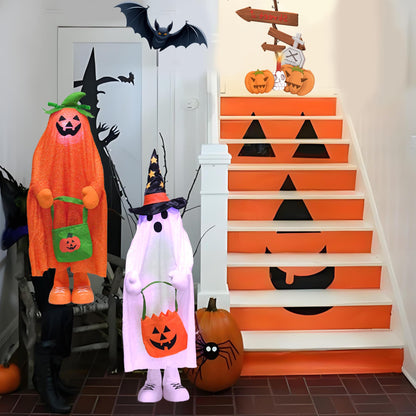 YUETJIN 37" Front Porch Light up Halloween Ghost Figure Décor, Kit Standing Trick or Treat Indoor and Outdoor Decorations-Start