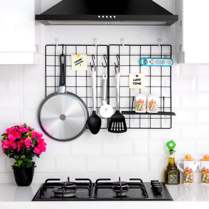 ODOXIA 2 Pack Wire Wall Grid Panel | Photos & Pictures Display Grid Wall Panels | Black, Magnetic & Metal Grid | Photo Grid Wire Board | Hanging Home, Office & Kitchen Decor