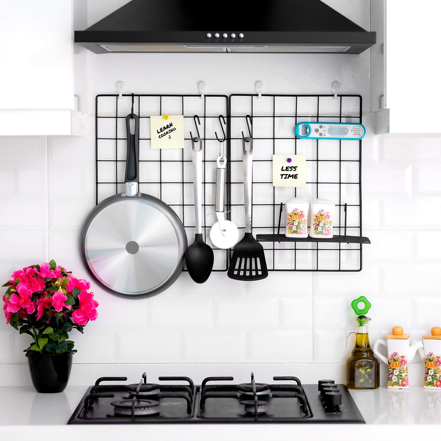 ODOXIA 3-Pack Wire Wall Grid Panel | Photo Grid Wall Decor | Metal Board for Hanging Pictures | Black Wire Organizer for Home, Office & Kitchen | Panel for Display & Storage