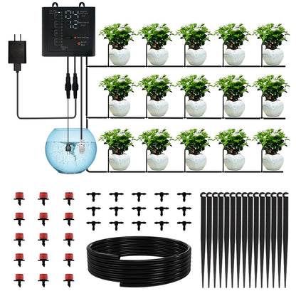 Automatic Plant Waterer Indoor, Drip Irrigation System for Potted Plants, Vacation Plant Self Watering Device, Drip Timer Auto Watering for Housplants, Garden, Greenhouse (15 Pots, Adjustable Dripper)