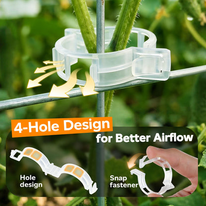 100pcs Tomato Clips for Climbing plants, Plastic Trellis Plant Support Clips for Garden, Reusable Clips for Supporting Grape Tomato Vine and Vegetables Plants to Grow Upright Makes Plants Healthier