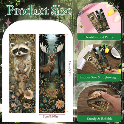 Cosmisun Woodland Animal Bookmarks Gifts - 100 Pcs Fantasy Forest Animal Bookmark Paper Mushroom Raccoons Flower Book Mark Page Clips Gifts for Women Men Book Lovers Students Teachers Bookish Reading