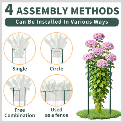 TCBWFY 4-Pack Plant Supports,16" Wx46 H Half Round Plant Support Stakes,6mm Thick Heavy-Duty Metal Peony Cage,Tall Garden Plant Support for Peony,Tomato,Hydrangea,Rose,Outdoor Flower Plant Stakes