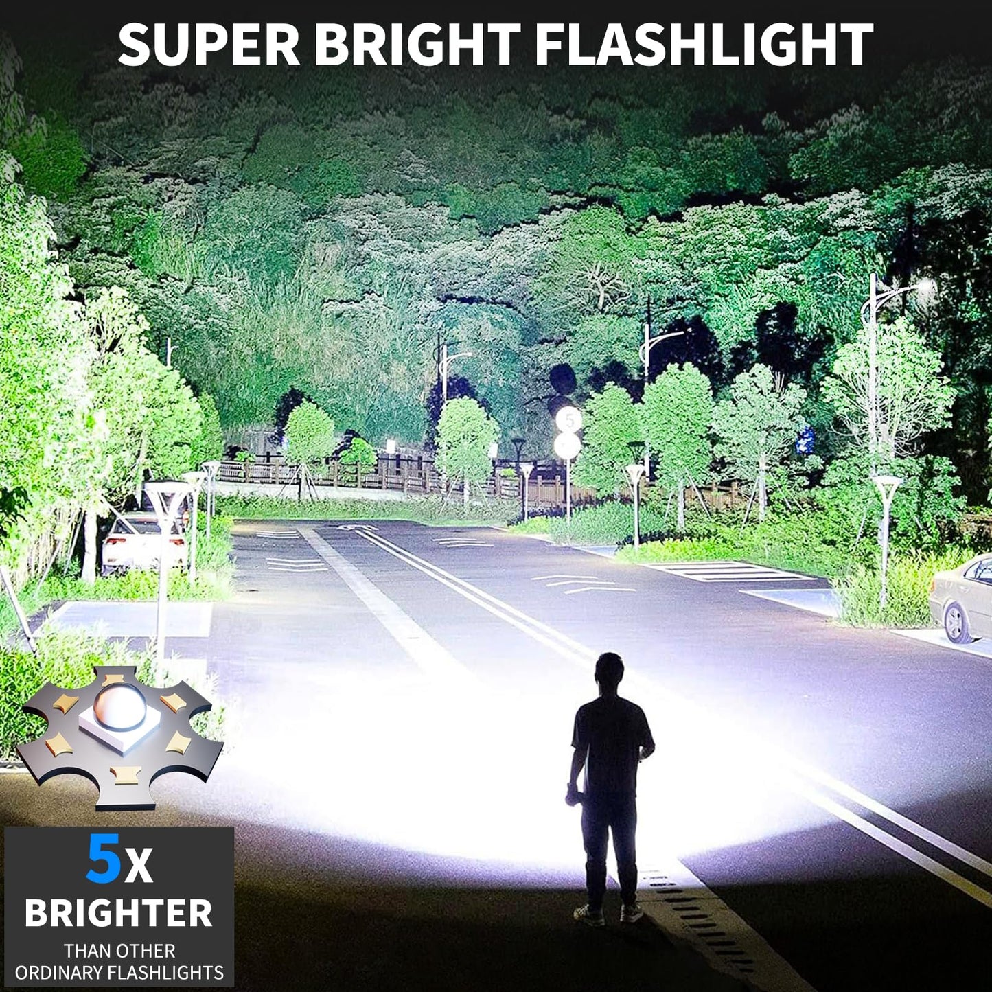 taoquwe Rechargeable LED Flashlights High Lumens, 99,000 Lumen Super Bright Flashlight with 7 Modes & Waterproof, Powerful USB Rechargeable Handheld Flash Light for Camping Home(2 Pack)