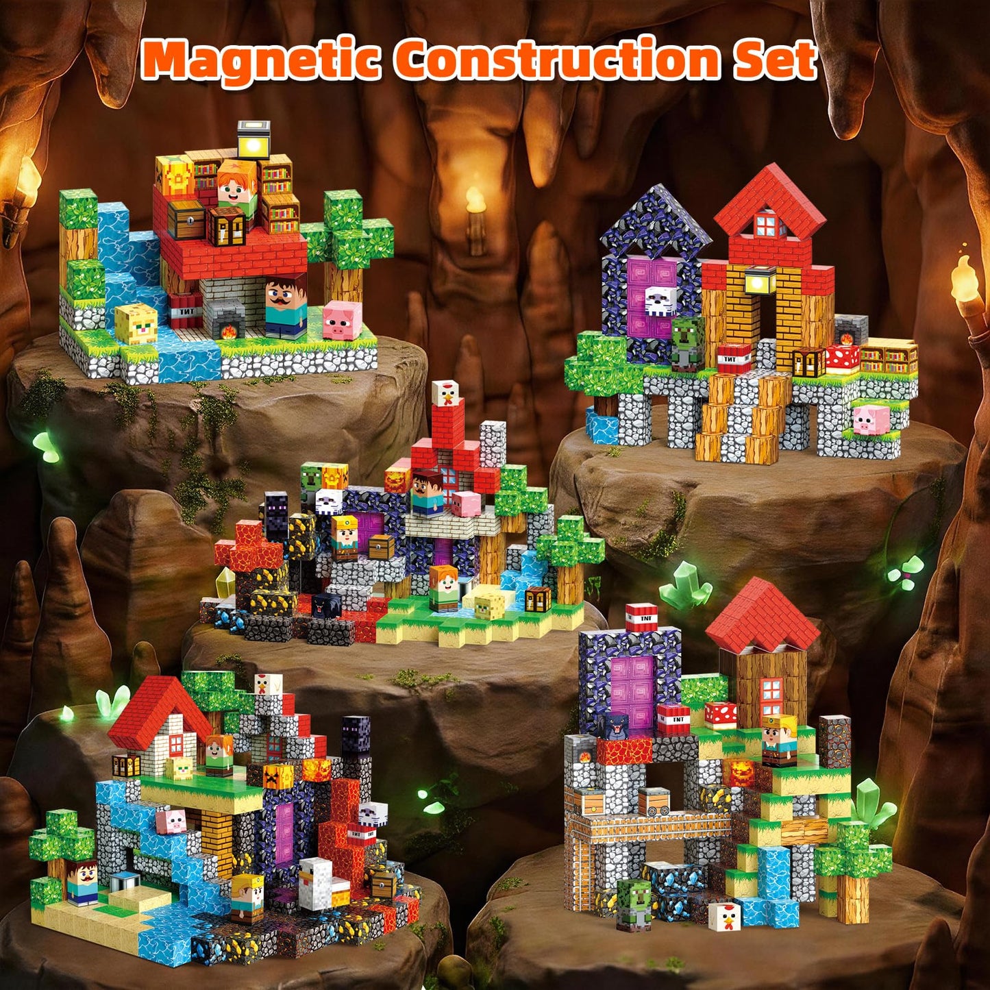 400PCS Magnetic Blocks, Magnetic Building Cube Set for Kids Ages 3+, Constructions STEM Stacking Tiles Toy Building Birthday Gifts for Boys Girls