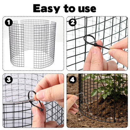 10 Sets 12"x 12" Garden Plant Protectors from Animals with Detachable Covers Metal Plant Cage Chicken Wire Cloche with Ground Stakes & Nylon Tie Wire Plant Cage to Keeping Bunny Animals Out Chicken