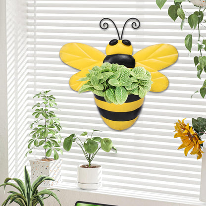 Chonsun Metal Wall Planter Bee Wall Mounted Planters Small Flower Pot with Drainage for Indoor Outdoor Farmhouse Hanging Planter Succulent Plant Container Vertical Garden Yard Decor