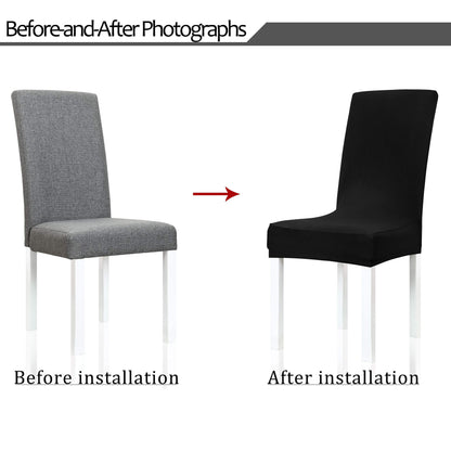 Obstal Black Stretch Spandex Dining Room Chair Covers ?Set of 4 Universal Removable Washable Chair Seat Slipcovers Protector for Kitchen, Ceremony, Wedding, Banquet, Hotel and Party