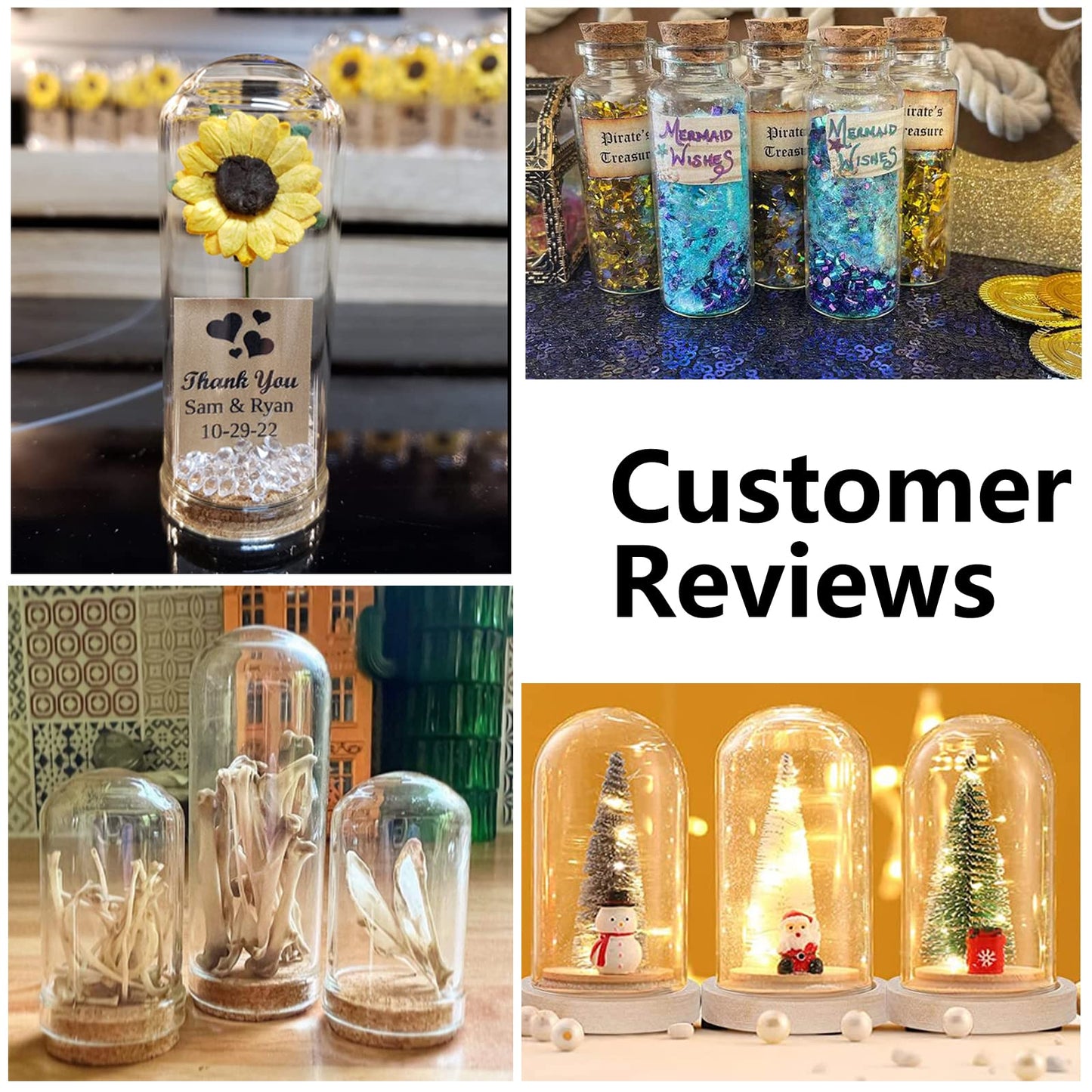 PH PandaHall 10pcs Glass Display Dome Cloche 20ml Display Bottles Bell Jar with Cork Base Glass Decoration Bottles for Wedding, Fairy Party Favors, Crafts, Christmas Decorations 1.1x2.8inch