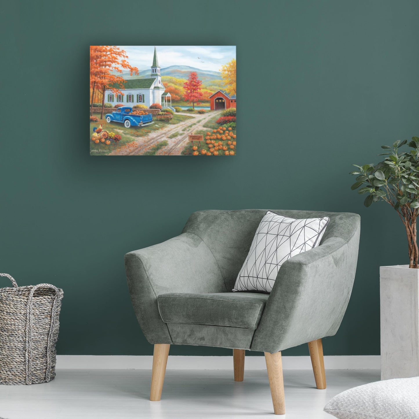 Trademark Fine Art Canvas Wall Art - John Zaccheo 'Pumpkin Gathering' Wall Art for Living Room, Bedroom, or Office Décor 19 x 14 Inches