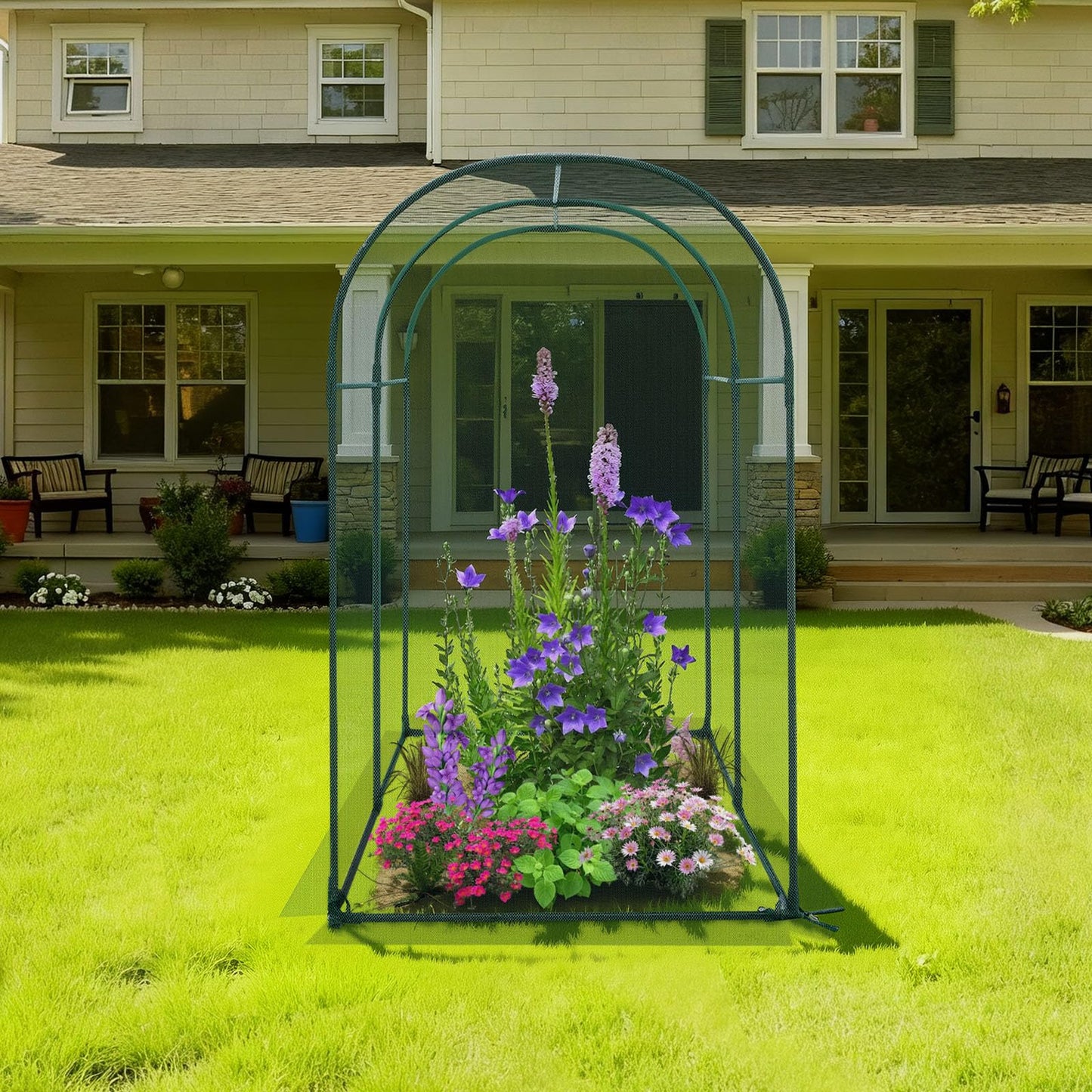 VEVOR Crop Cage, 5.9 x 2.98 x 4.9 ft Plant Protection Tent with Zippered Door, Wind-Resistant Tall Crop Cage, Easy to Install, Outdoor Raised Bed Cover with Frame, Plant Netting for Garden Patio Lawn