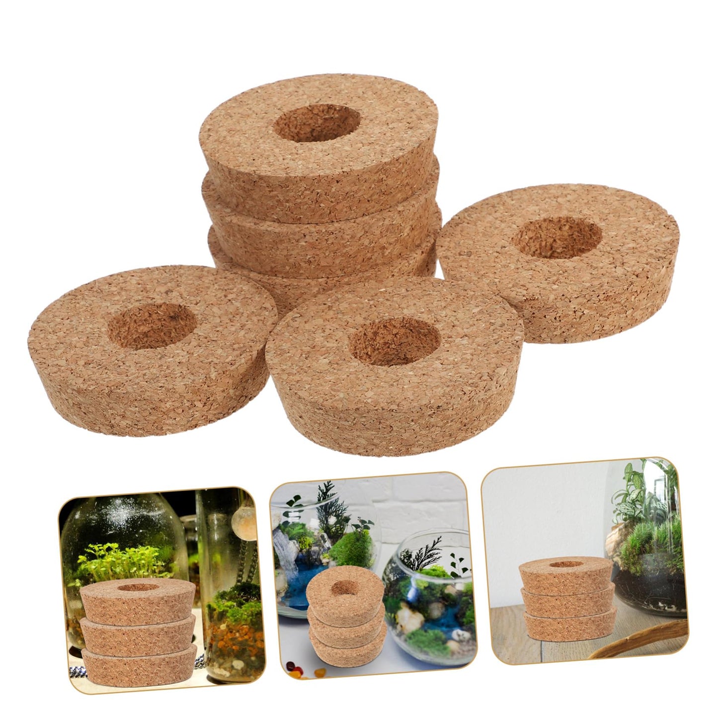 YARNOW 6pcs Decorative Glass Bottles Ventilated Cork Stopper for Hydroponic Plants Terrarium and Crafts Unique Center Hole Design