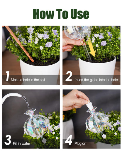 NiHome Large Plant Watering Globes 2-Pack, Iridescent Glass Cactus Self Watering Globe, Glass Waterer for Potted Plants - 4.7OZ/140 ML Capacity Automatic Irrigation System, Adorable Gardening Gift