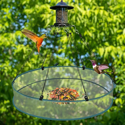 2 Pcs Bird Seed Catcher Tray for Hanging Bird Feeder Platform, 24 Inch Large Birds Feeder Trays with Adjustable Hanging Hoop for Outdoor Garden Lawn