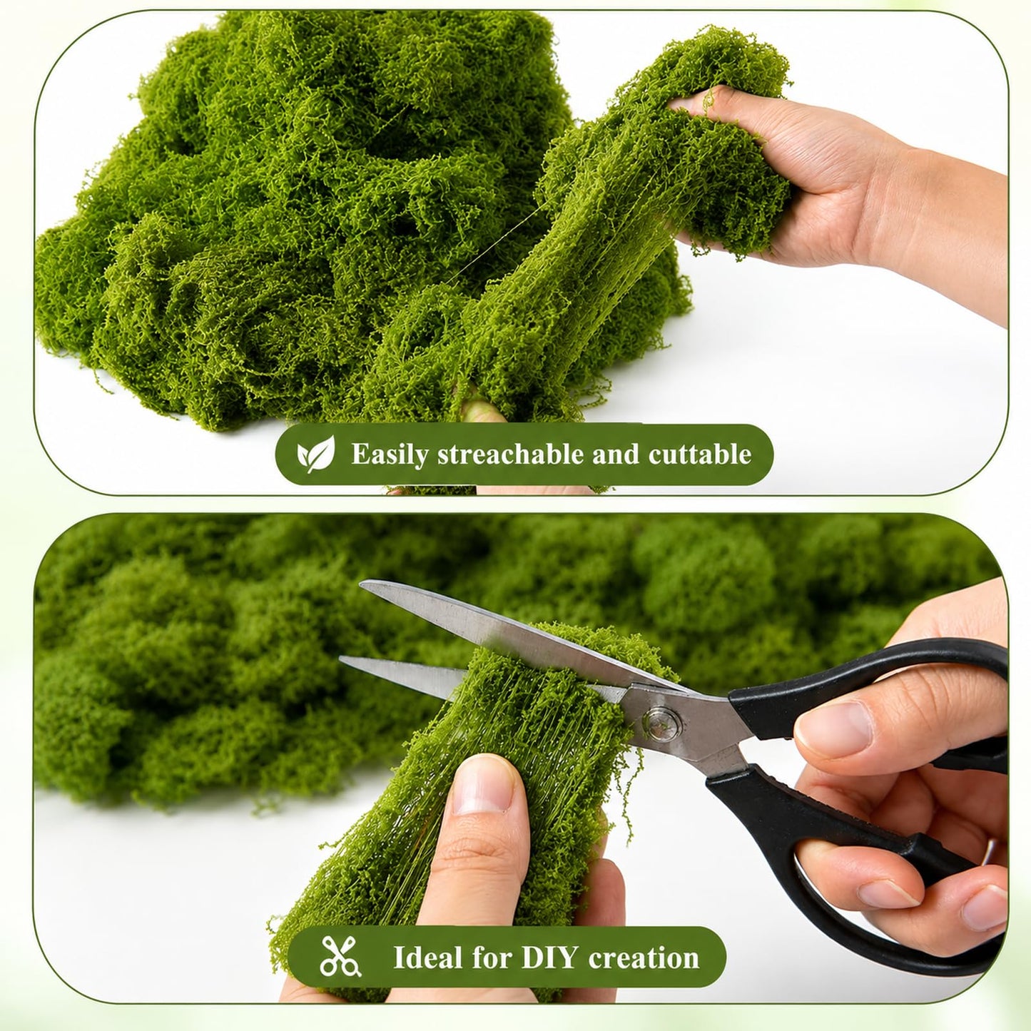 Sileasncei Faux Green Moss 10.6oz for Terrarium, Potted Plant Soil Cover & Wedding Table Centerpieces, Realistic Forest Style Moss for DIY Botanical Decor, Vase Fillers & Maintenance Free Greenery