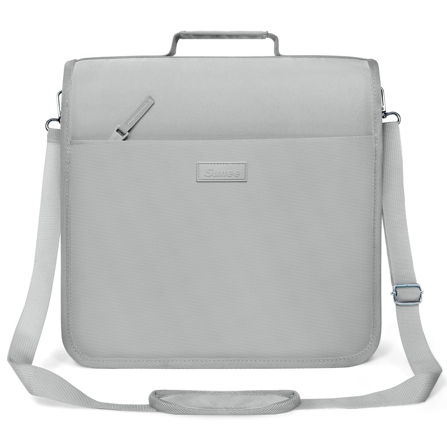 SUNEE Zipper Binder 3 Ring, 3 Inch O-Ring with Handle and Shoulder Strap, 600-Sheet Capacity, 5-Tab Expanding File Folder, Multi-Pockets for Middle School Organizer Binder with Zipper, Light Grey